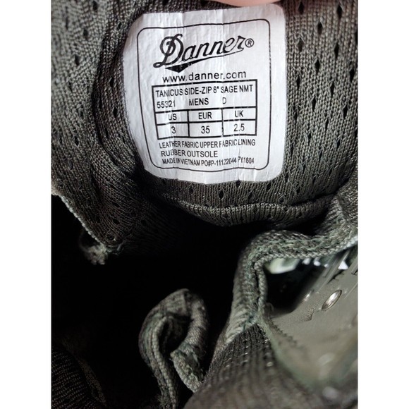 Danner Tanicus Zip Boots 55321 Men's Size 3 Sage Green High Non Metallic Toe - Picture 9 of 11